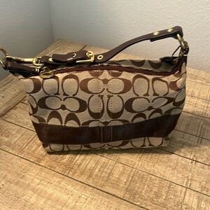 Vintage Coach Gold Leather Stripe Mini Canvas Satchel E0768-40757